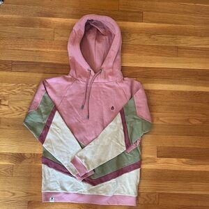 Noorlys Pink and Green Hoodie with Geometric Design